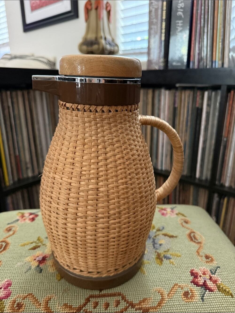 Vintage Corning Designs Japan Boho Wicker Rattan Insulated Coffee Carafe Thermos